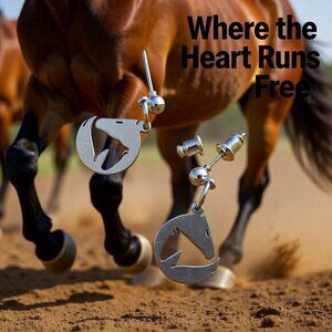 Horse Lovers! 2 Horses Shilouette - Stainless Steel Post Earrings! Mare + Foal